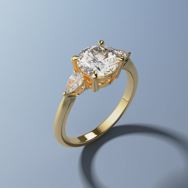 (636) Modern Round Cut outlet 14k Gold Diamond Ring