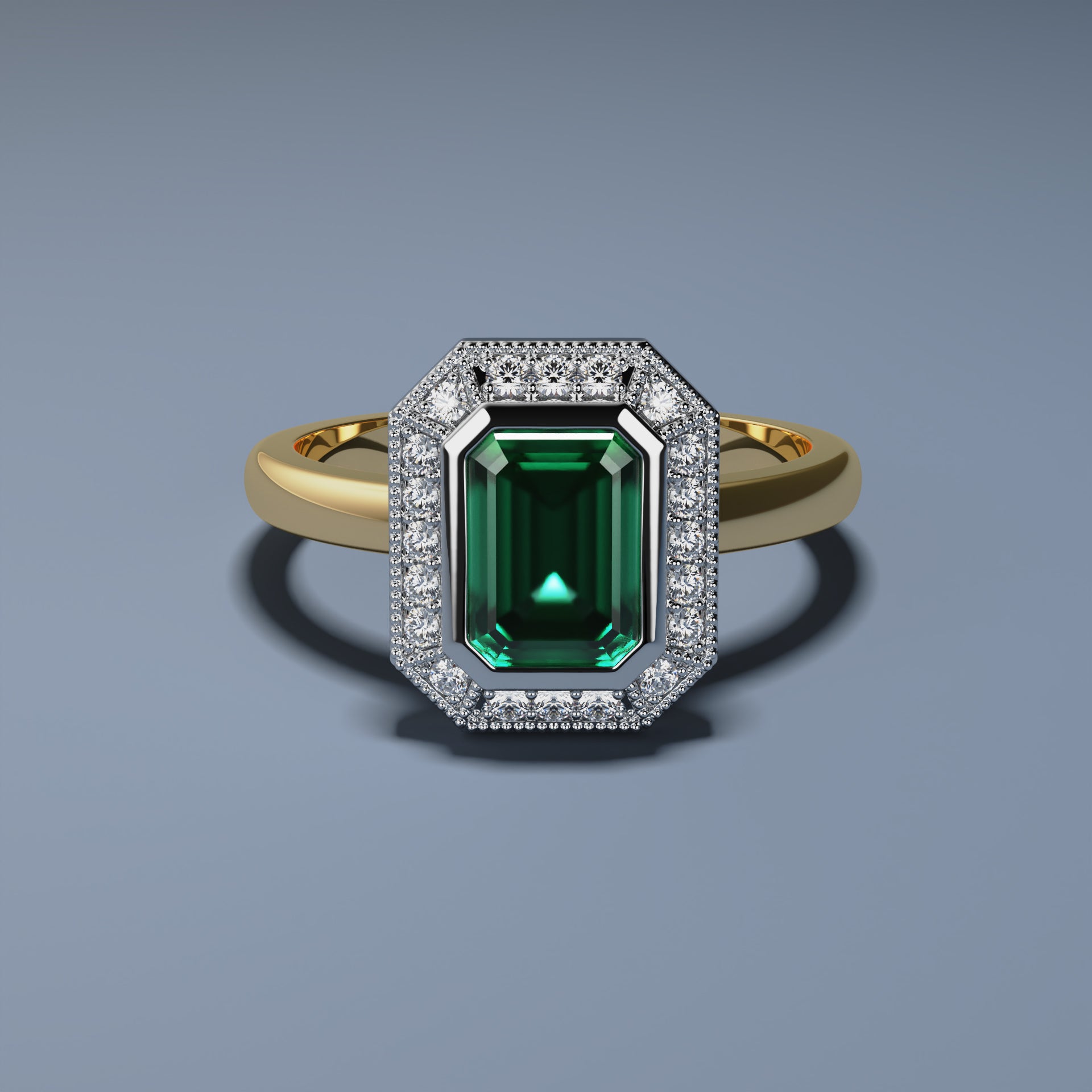 1ct Natural Emerald & Diamond Ring - OPULENCE