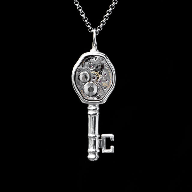 High Quality Solid 925 Sterling Silver Vintage Key Pendant